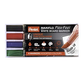 Pentel Maxiflo Flex-feel White Board Marker Pens Assorted Colors - Pack 4