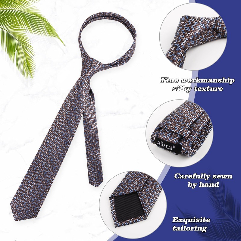 Alizeal Mens Tie & Pocket Square Unique Classic Business Wedding