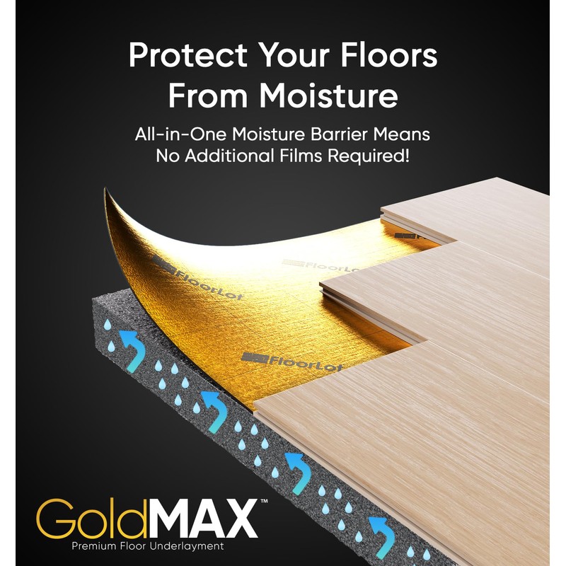 FLOORLOT GoldMax Premium Floor Underlayment - 200 sqft Roll -