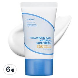 Isntree Hyaluronic Acid Natural Sun Cream SPF50+ PA++++, 50ml, 6 pcs / 이즈앤트리 히아루론산 네추럴 선크림 SPF50+ PA++++, 50ml, 6개