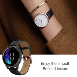 ANKANG 18mm Quick Release Leather Watch Band for Garmin Vivoactive 4s Forerunner 255s 265s Venu 3s Sq 2, Extended Spring Bar 4 packs