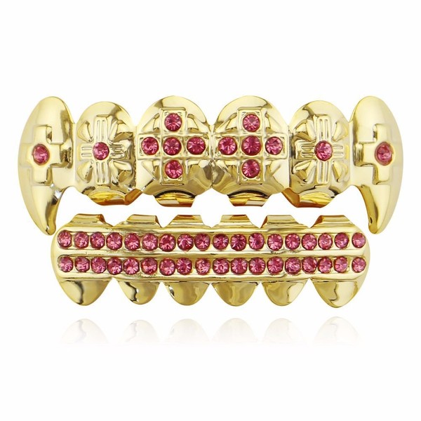 18K Gold Plated Hip Hop Grillz CZ Top and Bottom