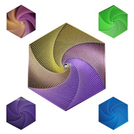 Fractal Fidget Hexagon, Kinetic Desk Spinning Toy, 35 Circles、5.9x6.69in, Used for Anxiety Disorder ADHD, Adult Office Visual Illusion fingertip Toys, 1 pc (Purple Gold)