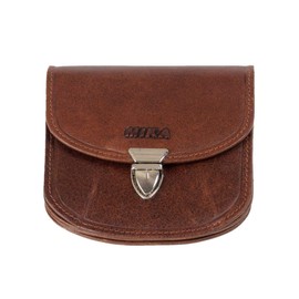 MIKA 42225 Genuine Leather Wallet Half Round Format, Wallet with RFID Protection, 6 Card Slots, 3 Slip Pockets, Note Compartment and Coin Compartment, Brown Wallet, Approx. 10 x 10 x 2 cm, brown,