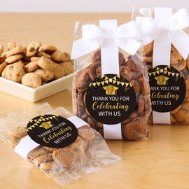 2" Black and Gold Graduation Thank You Stickers, 50 Congrats Grad Party Round Favor Sticker Labels.