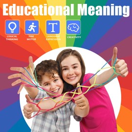 Cats Cradle String, 30Pcs Rainbow Color Finger String Toy String Hand Game Supplies Educational Game