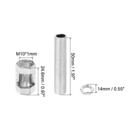PATIKIL M10 Fine Thread Lamp Pipe Repair Parts Kits, 40 Pcs M10×25 Metal Hexagon Open Coupling Nut with Threaded Pipe and Hex Nut for Lighting Extension
