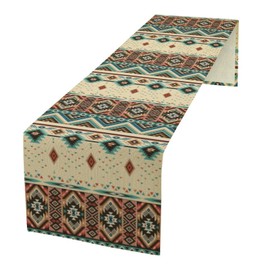 Aztec Southwest Table Runner, Ethnic Style Design Geometric Triditional Kitchen Table Runners Table Setting Decor for Garden Farmhouse Wedding Party Holiday Dinner Home,13x60 Inch