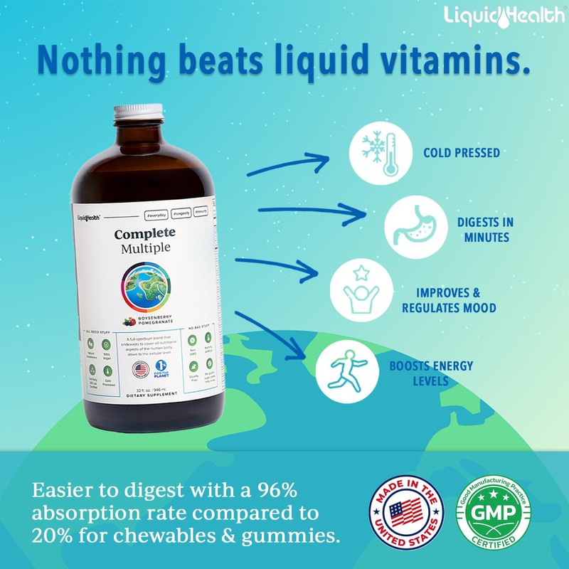 LIQUIDHEALTH Complete Multiple Adult Liquid Multivitamin - Essential Vitamins, Minerals