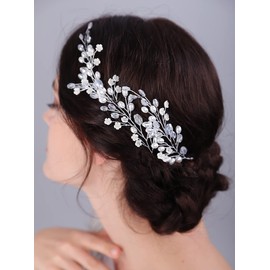 JWICOS Bride Wedding Crystal Hair Vine Pearl Bridal Hair Pieces Flower Wedding Hair Accessories for Women and Girls Pack of 3