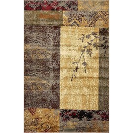 Unique Loom Barista Collection Modern Floral Vintage Botanical Beige Area Rug (5' 0 x 8' 0)
