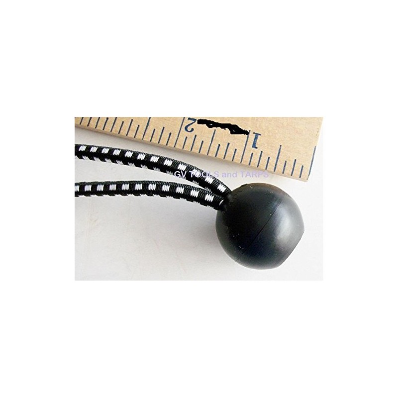 6"" Heavy Duty Premium Black Ball Bungee Bungees 25 pcs