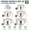 Herogo 5-Piece Mixing Bowls with Lids, 3 Grater Attachments, Stainless