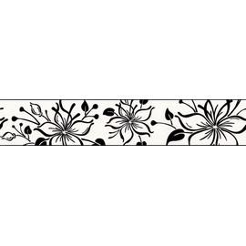 CONCORD WALLCOVERINGS ™ Textured Wallpaper Border Classic Featuring Floral Ornament Design, Black White, 5.1 in x 15 Ft, 259844