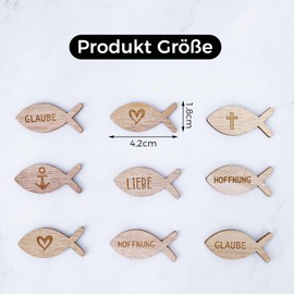KOBOKO Pack of 100 Wooden Fish Decoration Confetti Christening Table Decoration Christening Decoration Confirmation Decoration Girls Boys, Wooden Fish Communion Decoration, Christening Decoration