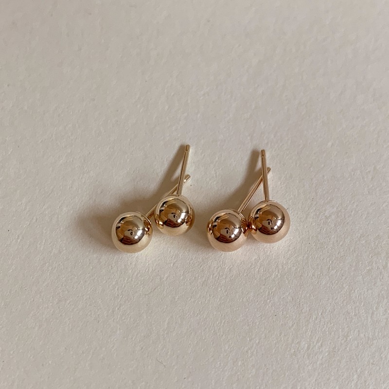 14k basic gold ball earrings rose gold (each) 3mm basic