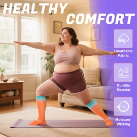 Tinojye 4 Pairs Plus Size Compression Socks,Extra Wide Calf 20-30 mmHg Knee High Compression Socks for Men Women Circulation