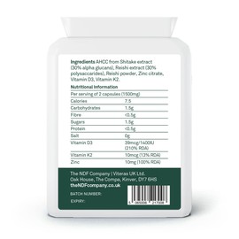 The NDF Company RE-AHCC - 5 in 1 Supplement with Reishi Extract , AHCC, Zinc, Vitamin D and K, 60 Count (Pack of 1)