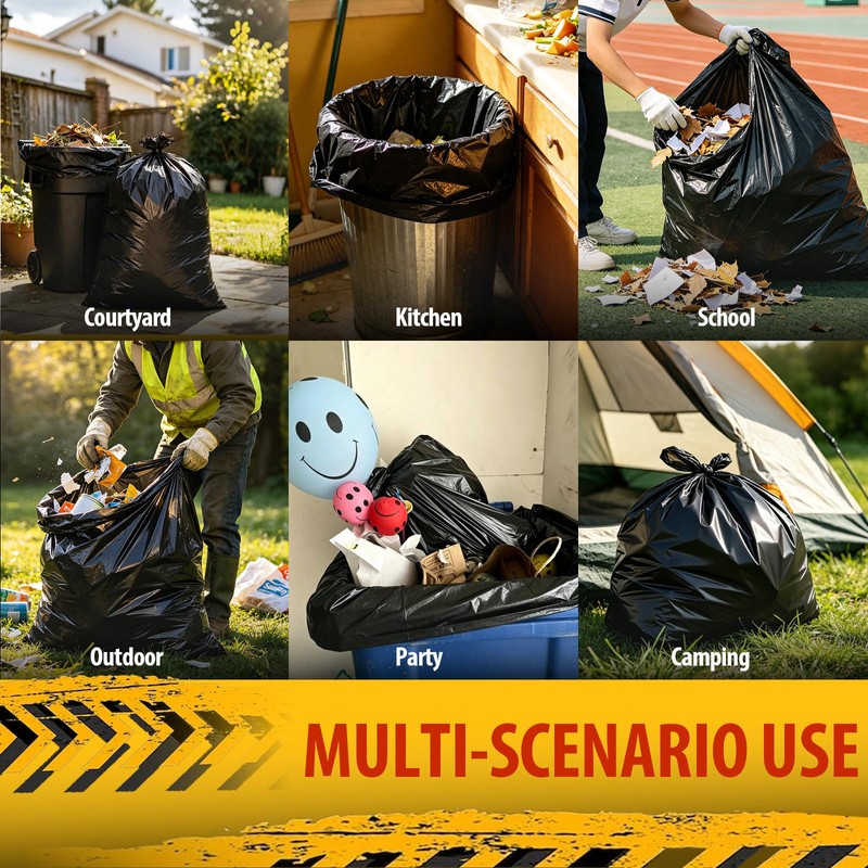 42 Gallon Large Black Trash Bags 33x48in (10 Count)