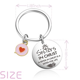 OWHOMS Christian Sister Keychain - Inspirational Faith Jewelry For Women, Sisterhood Keepsake For Birthday Or Soul Sister Gifts, Bible Verse Keychain For Bestie, Stainless Steel Keyring