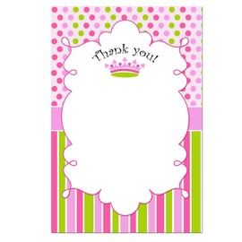 30 Blank Thank You Cards Princess Pink Polka Dots Baby Shower Sprinkle Girl Birthday Party + 30 White Envelopes