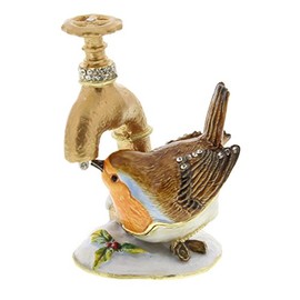Widdop and Co Robin Drinking From Tap Treasured Trinket Box/Decorative Keepsake Ornament (New)