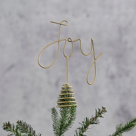 Ginger Ray Gold Metal Joy Decoration Christmas Tree Topper Decorative Accessory, 21cm (H) x 16.3cm (W)