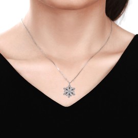 fixestar Snowflake Moissanite Necklace for Women I 18K White Gold Lab Created Diamond Necklaces I 925 Sterling Silver Choker Cham Necklace with Pendant I 15.5-17.5" Adjustable Length