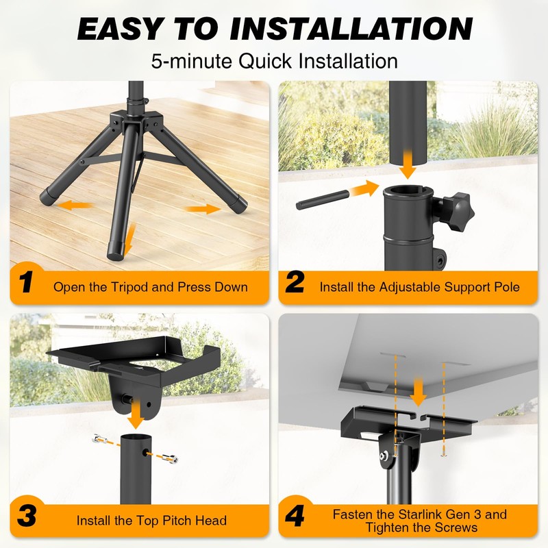 Starlink Tripod Stand Mount for Starlink Gen3, Adjustable Satellite Stand