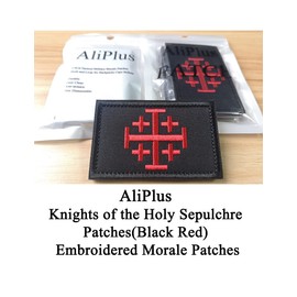 2 PCS Jerusalem Cross Crusader Jihad Patches Time for Another Crusade Patches Christian Patch Embroidered Tactical Morale Patch(Black Red)