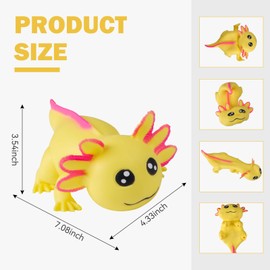 Squishy Axolotl Toy (Yellow) Stress Balls for Adults Kids, Axolotl Sand Filled Stress Toy, Cute Axolotl Sensory Fidget Toys, Animal Stretchy Stress Relief Squishy Ball, Squeeze Toys for Anxiety Relief