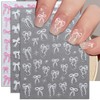 IDDFEVE Bow Nail Art Stickers - White Pink Bow Self-Adhesive