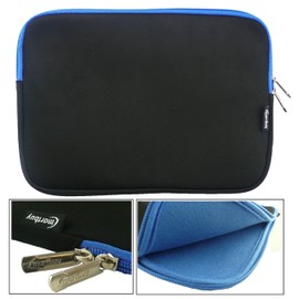 Emartbuy Black/Blue 13-15 Inch Water Resistant Neoprene Soft Zip Case Cover Sleeve With Blue Interior & Zip Compatible with Laptops Listed Below