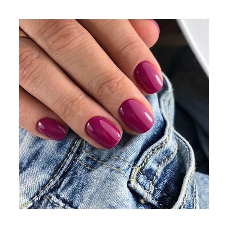 24PCs Press On Nails, Short Square Medium Shape, Solid Dark