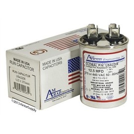 Goodman CAP125000370CP Replacement - 12.5 uf / Mfd 370 / 440 VAC AmRad Round Universal Capacitor , Made in the U.S.A.
