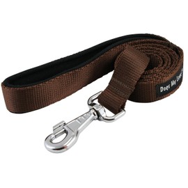 Dogs My Love 4ft Long Neoprene Padded Handle Nylon Leash 4 Sizes Brown (XLarge - 1" Wide)