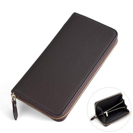 Urban & Chic Classic Style Ladies Long Zip Around Wallet/Purse, Multiple Slots Women's Zip Around Wallet/Purse (Dark Brown)