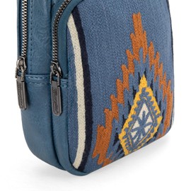 Wrangler Aztec Sling Bag for Women Western Knitted Crossbody Purse and Chest Bag With Adjustable Strap, Jean, Small