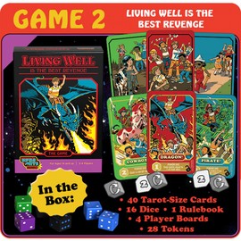 Cryptozoic Entertainment Living Well is The Best Revenge: Steven Rhodes Games VOL. 2 - Dark Retro Dice Card Game, Ages 14+, 2-4 Players, 15 Mins