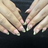 CECOBAG 24Pcs Short Almond Shape Nails with 3D Ladybug Leaf