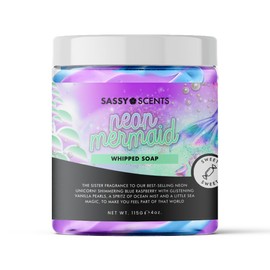 Sassy Shop Bath - Whipped Soap, Neon Mermaid - Cleanse and Nourish the Skin, With Uplifting Fragrance - Gentle and Suitable for all Skin Types - Vegan Friendly - 115g