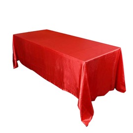 CCSimple 90 x 132 Inch Rectangle Satin Tablecloth for Wedding/Birthday/Christening/Events Decoration(Red))
