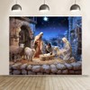 Christmas Nativity Scene Backdrop 10x8ft Large Nativity Stable Scene Backdrop