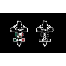Dios Por Delante Decal Car Window Map Vinyl Sticker Mexican Flag Trucking Sticker Jesus Christian Cross Sticker Christ Crown #3 (Mexican Flag, 8" x 12")