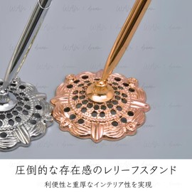 Design Pen & Pen Stand [Refill Included] Desk Pen Reception Pen with Stand European Style Wedding (Rose Gold)