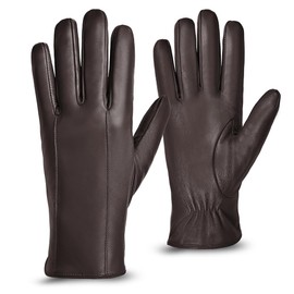 MGGMOKAY Men’s Leather Gloves Sheepskin Winter Gloves with Cashmere Lined,Brown,XXL
