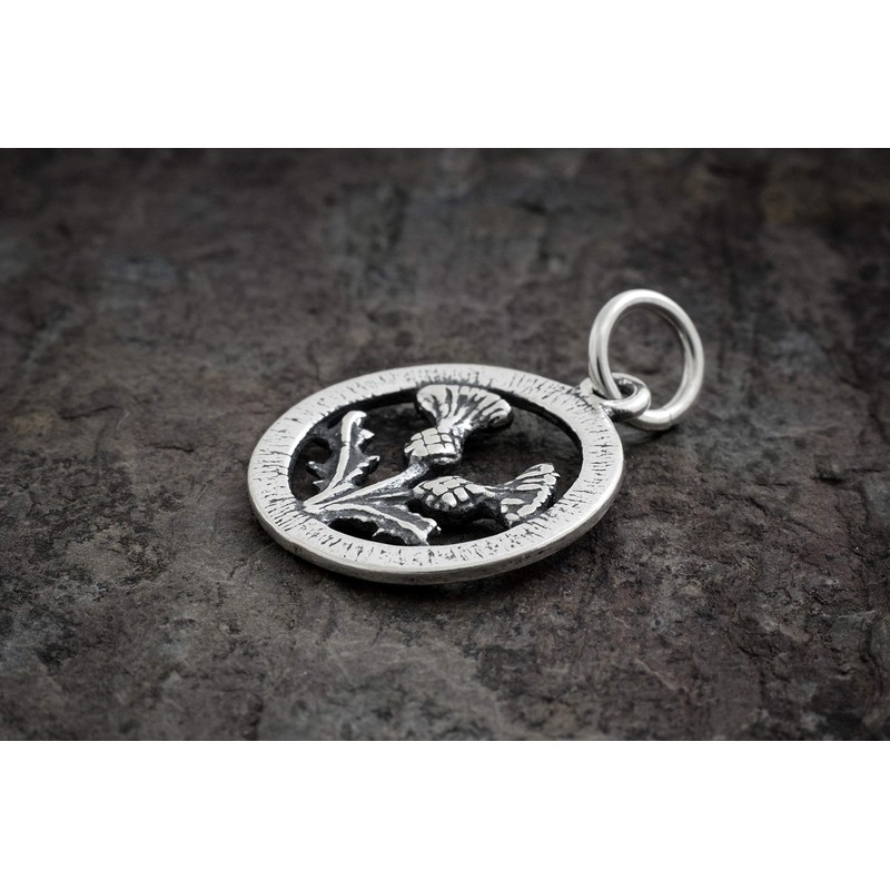 Sterling Silver Scottish Thistle - SMALL, Double Sided - (Charm