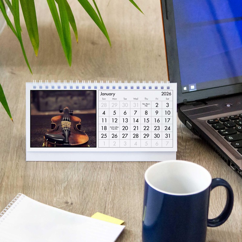 Violin 2026 Desk Calendar