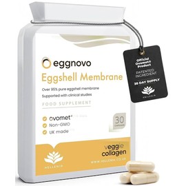 Eggshell Membrane Capsules Ovomet® - 300mg | 30 Vegetarian Capsules | Pure Eggshell Membrane with a High Degree of Purity - Joint Supplement | Sustainably Sourced - Made in The UK by Hellenia