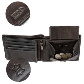 Fa.Volmer Men's Leather Wallet with RFID Protection - Extra Sturdy Double Stitching, 8+3 Card - Basalt Grey, Classic